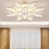 Leaf LED Ceiling Light Acrylic Chandelier Lighting Aluminum Lamp 3/5/9/12/15 heads for Foyer Living Room Bedroom