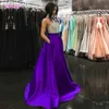 2019 novo azul royal strass vestidos de baile com bolsos longos halter de cetim frisado de cristal vestido de fiesta vestidos de noite sweep trem