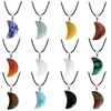 Maan Ster Hanger Ketting Mode-sieraden voor Vrouwen Mannen Meisje Gift Natuurlijke Kristal Kwarts Steen Turquoise Hart Charm Ketting met PU Leer Wax Touw Ketting