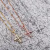 Hip hop 925 silver cross Zircon Pendant Necklace Gold Color Iced Out color Pendant Diamond gold silvery Bling Bling Necklace269u