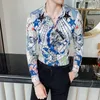 القمصان غير الرسمية للرجال 2021 Starry Sky Print Men Baroque Slim Fit Party Club Shirt ذكر Camisa Homem Luxury Long Long 4XL1279V