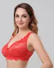 Reggiseni sexy da donna push up sottili in pizzo rosso da donna taglie forti biancheria intima coppa intera senza ferretto 75B 75C 80B 80C 85C 90C 95B 95C 95D 100C 100B