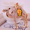 Cute Camel Pendant Keychains Crystal Rhinestone Paved Gold Tone Alloy Animal Metal Mens Key Chain Bag Charm Keyring Ring Holder