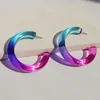 2020 moda de verano Arco Iris acrílico colorido C minimalista pendientes de aro moda coreana Chic joyería de fiesta para mujer