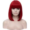 Perucas de cabelo sintético de 14 polegadas, cabelo curto, bob, franja, azul, dourado, vermelho, preto, branco, roxo, verde, marrom, peruca cosplay feminina