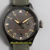 Versione superiore ZFF Big Pilot 502001 Cassa in ceramica Riserva di carica di 7 giorni Quadrante nero Cal.51111 Automatico IW502003 Orologio da uomo Orologi sportivi in pelle