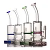 Colorful Glass Bong Dab Rig Water Pipes 8" Tall 5mm Thick Quartz Banger Honeycomb Perc Pink Bongs Heady Mini Pipe Wax Oil Rigs Bubbler