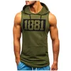 Mens T Shirt Fitness Muscle Shirt Sleeveless Hoodie Top Bodybuilding Gym Tops Vest Workout T-shirt Pocket Tight Dropship