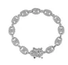 14K vergoldete Marine Link CZ Bling Bling Armbänder 9mm Breite 7 Zoll 8 Zoll CZ Gliederkettenarmband für Männer Frauen275a