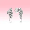 100% Real 925 Sterling Silver wing Earring Women Girls Party Jewelry for Pandora feather Stud Earrings with Original box set