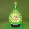 Hot 3D fyrverkerier glas vas form luft luftfuktare med LED natt ljus arom diffusor dimma tillverkare ultraljud luftfuktare