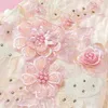 ベビーガールズレースロンパース夏の幼児スパンコール刺繍入り花びらの花びらプリンセスジャンプスーツ幼児フラワースパゲッティストラップOneie C6487