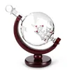 800mL Globe Wine Whisky Decanter with Finished Wood Stand Bar Funnel Wine Aerator Mini Globe Machines Bar Tools2442