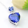 10Pcs Luckyshine 8 Color Gift Jewelry Heart Cubic Zirconia Gemstone Silver Pendants Necklaces for Holiday Wedding Party