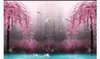 Aangepaste 3D Zijde Foto Muurschilderingen Wallpaper HD Dream Wonderland Perzik Blossom Crane 3D TV achtergrond Muurschildering