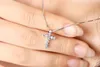 Lucky Female Cross Crystal Pendants Silver Color Chain Necklaces Shiny Zirconia Choker Necklaces Fashion Jewelry Gifts For Women