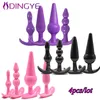 Dingye 4pcs / set Silicone Anal Toys Butt Plugs Anal Dildo Anal Sex Toys Produits pour adultes pour femmes et hommes Y191030