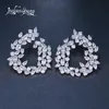 Fashion- Women Branch Stud Earrings With Luxury Zircon Silver Color Earrings for Bridal brinco Indian Jewelry bijoux