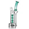 Water Bong Dab Rig Glass Green Spline Perc Bubbler Recycler Oil Rig Hookah Pipes with 14 mm Joint