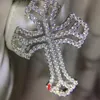 Vecalon Heart Lover Big Cross pendant 925 Sterling silver 5A Cz Stone cross Pendant necklace for Women Men Party Wedding Jewelry