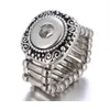 Vintage Silver Noosa Chunks Ginger Snap Button Smycken Elastiskt rep Justerbar 12mm Snap Button Ring För Kvinnor män smycken