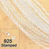 1mm 925 Sterling Silver Chains Jewelry DIY Fashion Women Gifts Link Rolo Chain Necklaces with Lobster Clasps 925 Stamp 16 18-24 Inches