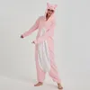 Kostuum Roze Varken Kigurumi Cute Animal Onesie Polar Fleece Cartoon Pyjama Vrouwen Meisje Slaappak Carnaval Party Wear Outfit Volwassen Fancy