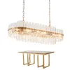 Or Bronze Moderne Lustre Éclairage Ovale Conception Chaîne Lustre En Cristal Salle À Manger De Luxe LED Lustres De Cristal UPS