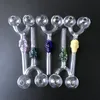 Wholesale Pyrex Glass Oil Burner Pipe Double Burner Skull Type Multicolor Hand Pipes Tobacco Pipe Somking Accessories DHL Free