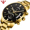 5A NIBOSI Cronógrafo Relojes para hombre Marca superior Reloj de negocios de lujo Reloj para hombre Relogio Masculino Reloj de pulsera de oro de cuarzo resistente al agua