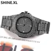 Mens Watch Quartz Gold HIP HOP Wrist Watches With Micro pave CZ Stainless Steel Wristband Clock Hours