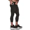 QNPQYX Nieuwe 2 IN 1 Heren BROEK LOOPKLEDING Kuitlange Broek Sportscholen Fitness Strakke Elastische Broek Sneldrogende Leggings Heren Joggingpak L462