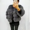 2020 معطف الأزياء قصيرة معطف الفرو الحقيقي النساء الفراء الطبيعي معاطف الشتاء تسعة أرباع الأكمام الدافئة الملابس الدافئة