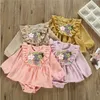 Toddle 3d blommor jumpsuits baby girls rompers kläder nyfödda triangeln onesies spädbarn mode bodysuits barn prinsessa bomull toppar a6285