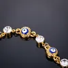 Bijoux fantaisie 7 Bracelet œil bleu turc plaqué or, jamais décoloré, cristal mauvais œil bleu, bracelets à breloques pour femmes 1517166