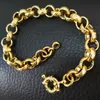 18k Gold Filled Belcher Bolt Ring Link Mens Womens Solid Bracelet Jewllery in 18-24cm Length(8mm)