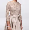 Vintage Champagne Lace Appliqued Aline Mother Of The Bride Dresses Cheap HLo Satin Plus Size Mother Dress Elegant Formal Prom Ev3315880