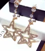 Wholesale-designer luxury super glittering diamond rhinestone cute big star dangle chandelier stud earrings jewelry for woman girls