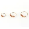 Retro Round Beads Nose Ring Stud Ear Nostril Hoop Body Rose Gold Silver Piercing Jewelry 6mm/8mm/10mm