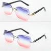 Rimless Carved lens plaid Plank Sunglasses male and female New Glasses Unisex Sun Glasses Cat eye Eyewear Fashion Accessories 281J