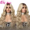 Glueless Lace Front Peruki Ombre Blondynka Naturalna Wave Syntetyczna Peruka z Dziecko Włosy Żaroodporne Włosy Włosów dla Czarnych Kobiet