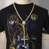 Jesus Rundes Porträt Kreuz Tenniskette Halskette Rosenkranz Lange Herrenketten Designer Luxus Hip Hop Schmuck für Männer Neue Mode 18K Goldplatte Strass Bijoux Geschenk