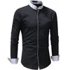 Men's Dress Shirts 2021 Fashion Casual Men Shirt Long Sleeve Mandarin Collar Slim Fit Korean Business Mens Clothes266N