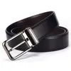 Cintura da uomo in pelle reversibile da 1,3 "fibbia ruotata ampia moda design semplice cinture in pelle di design aziendale