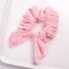 Твердая Scrunchies Девушки Velvet волос Tie женщин Банни Симпатичные уха кролика Упругие волос диапазона волос Веревка Gum для девочек Ponytail Holder