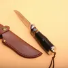 Специальное предложение Прямой охотничий нож для выживания на открытом воздухе VG10 Дамасская сталь Лезвие с заостренным концом Черная рукоятка Ножи с фиксированными лезвиями