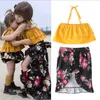 赤ちゃんの服の女の子の花の夏のスーツの子供服セットファッションブティックトップスフリルおむつパンツ花ストラップレススカート衣装CZYQ4904