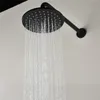 Brass Concealed Shower Set Hot Cold Mix 8/10/12 inch Shower Head with Hand Held Kit, Brushed Gold/black