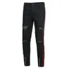 Fashion Mens Cool Black Zipper Jeans Chude Ripped Zniszczone Spodnie Slim Fit Hop Hop Spodnie z otworami dla mężczyzn