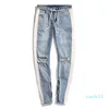 fashion-Mens Designer Jeans Mens Distressed Zipper Skinny Jeans Men Hip Hop Pants Mens Designer Hole High Qualiy Denim Pants 3 Colors